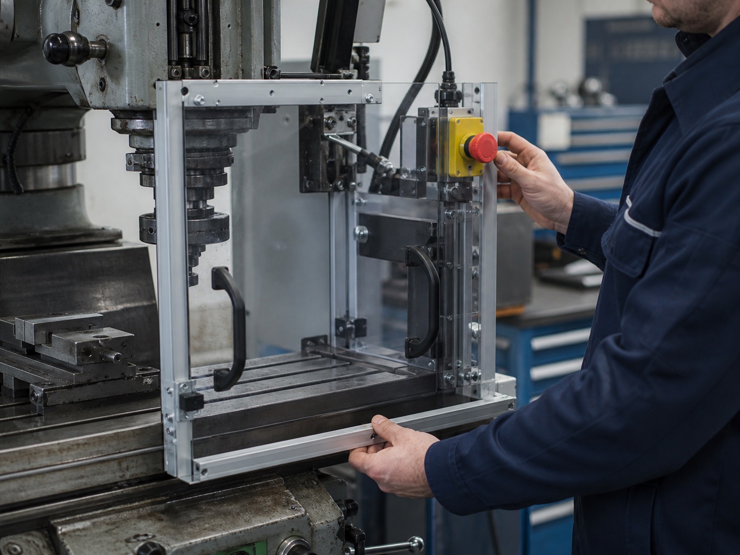 Sicherheitstechnische Nachrüstung an einer älteren Fräsmaschine