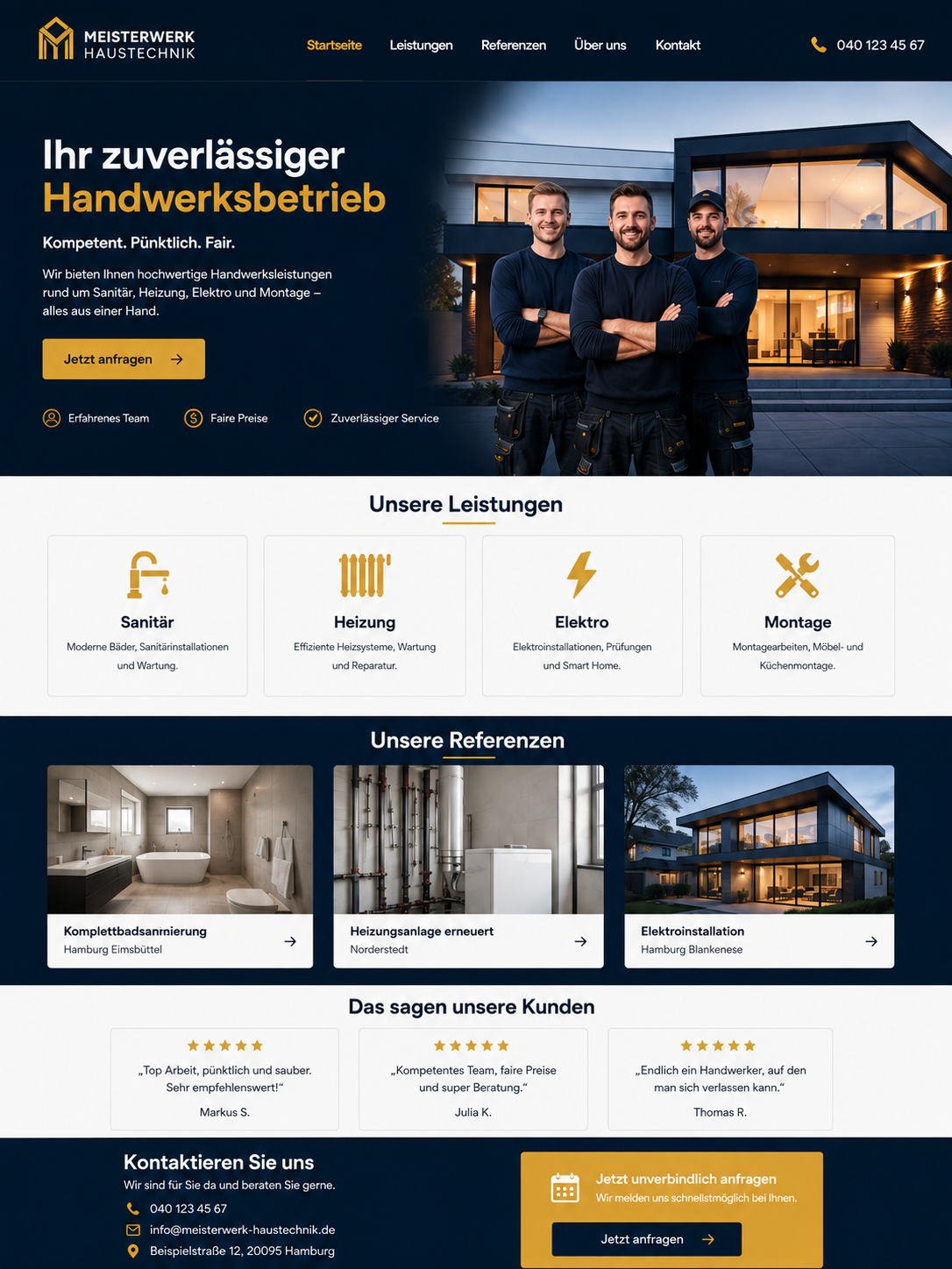 Handwerker Webseite Beispiel 1