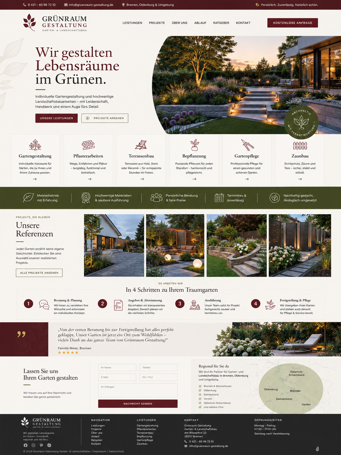 Moderne Garten Website im eleganten Design
