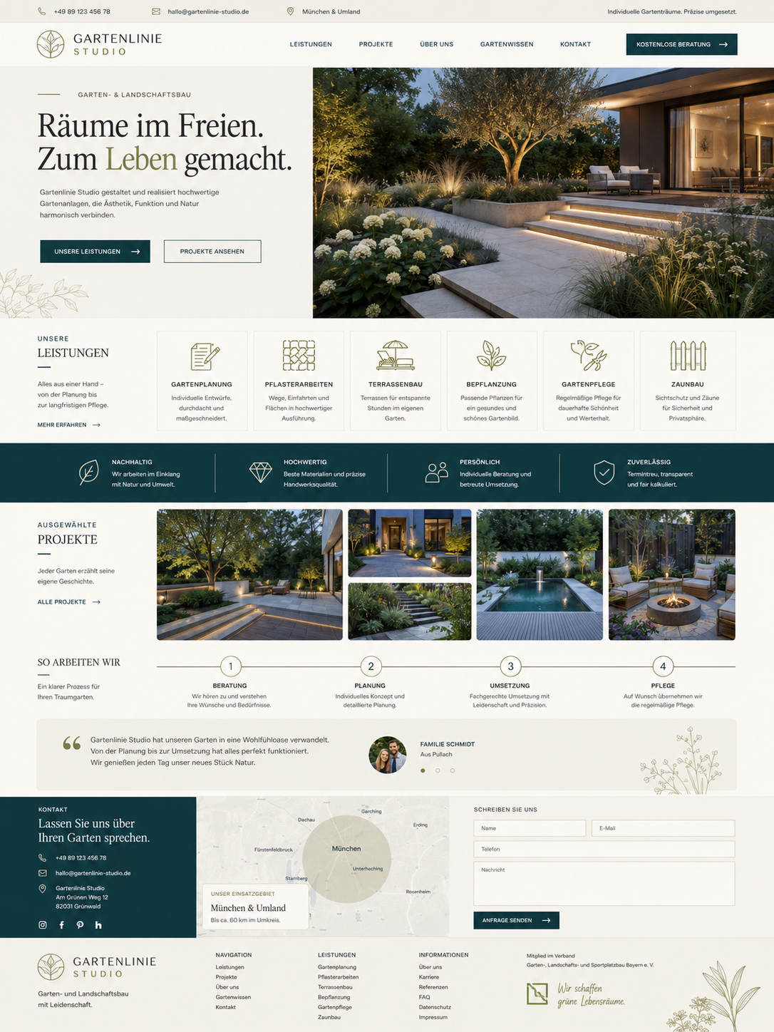 Moderne Gartenbau Website auf Desktop