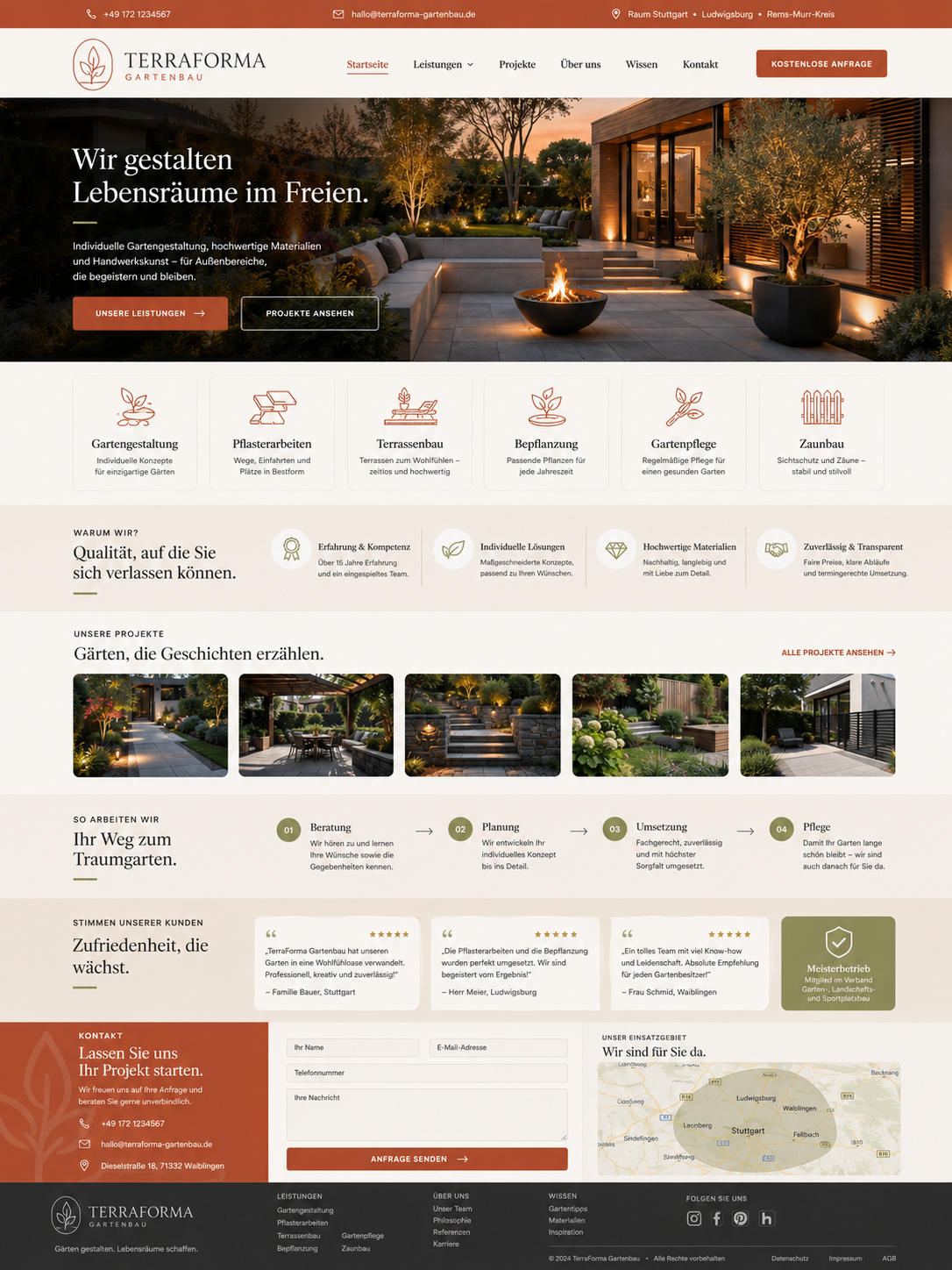 Moderne Gartenbau Website für TerraForma