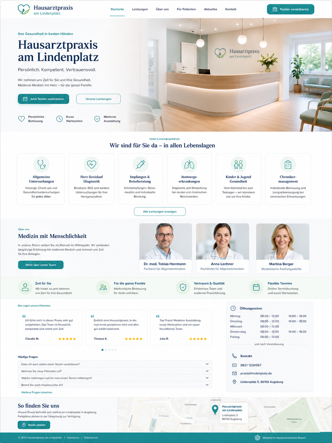 Moderne Hausarztpraxis Website Ansicht