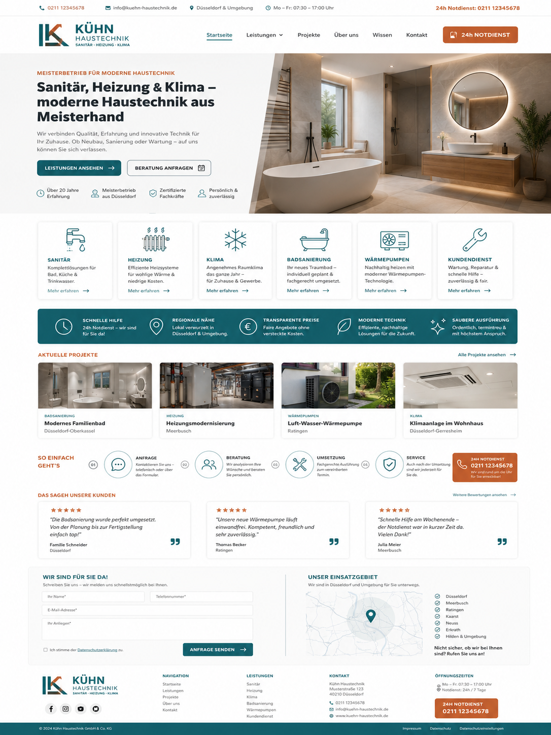Moderne Haustechnik Webseite für Düsseldorf