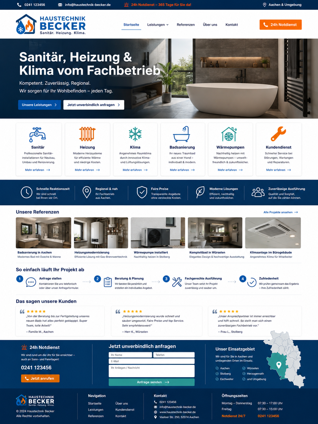 Moderne Haustechnik Website in Aachen