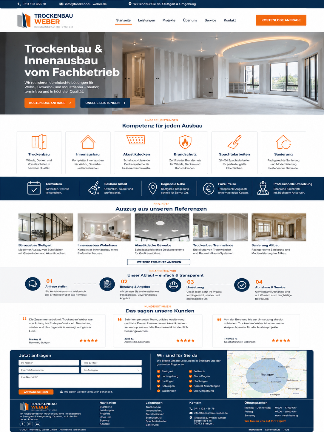 Moderne Homepage für Trockenbau Weber