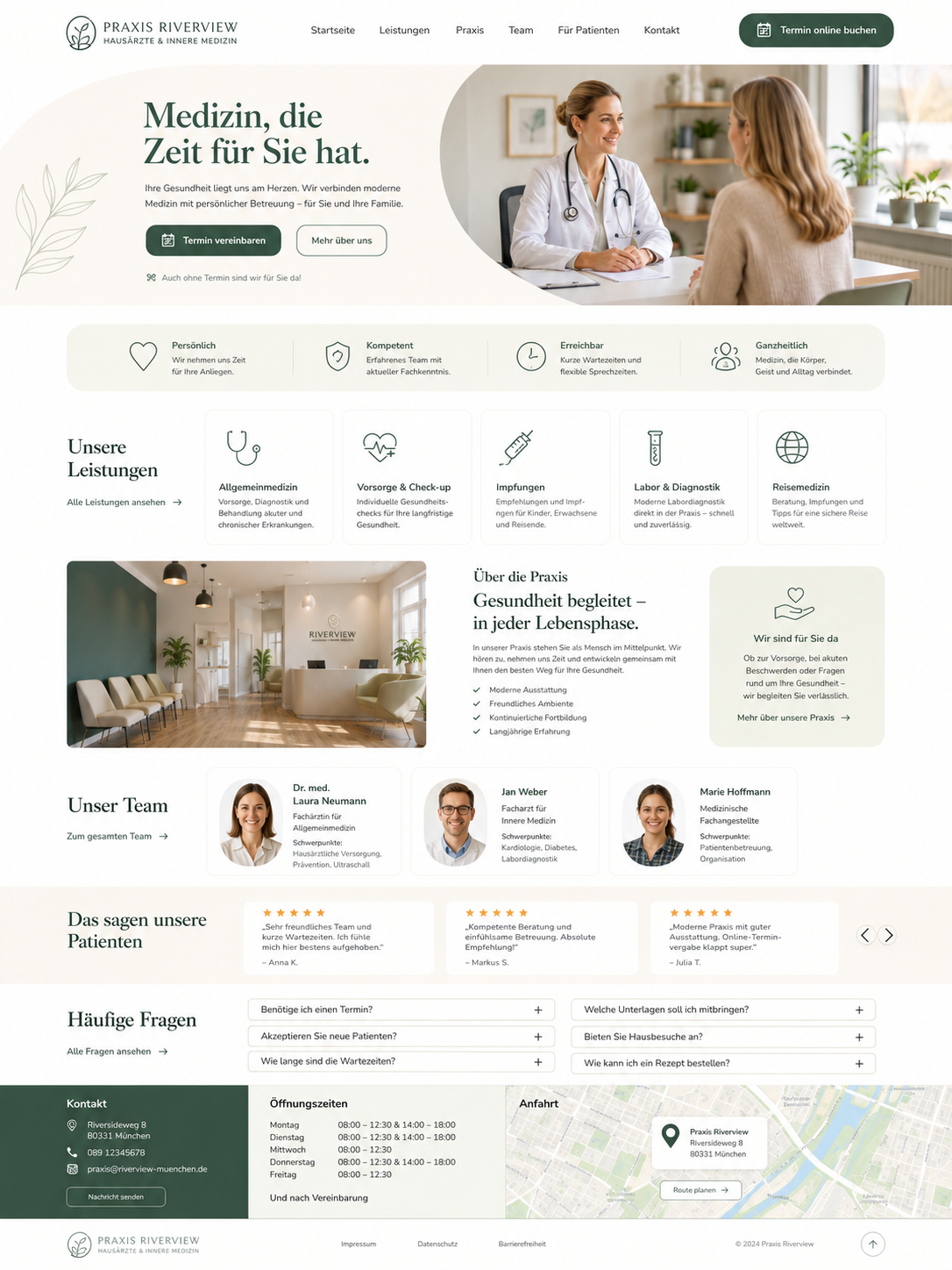 Moderne Praxiswebseite im minimalistischen Design