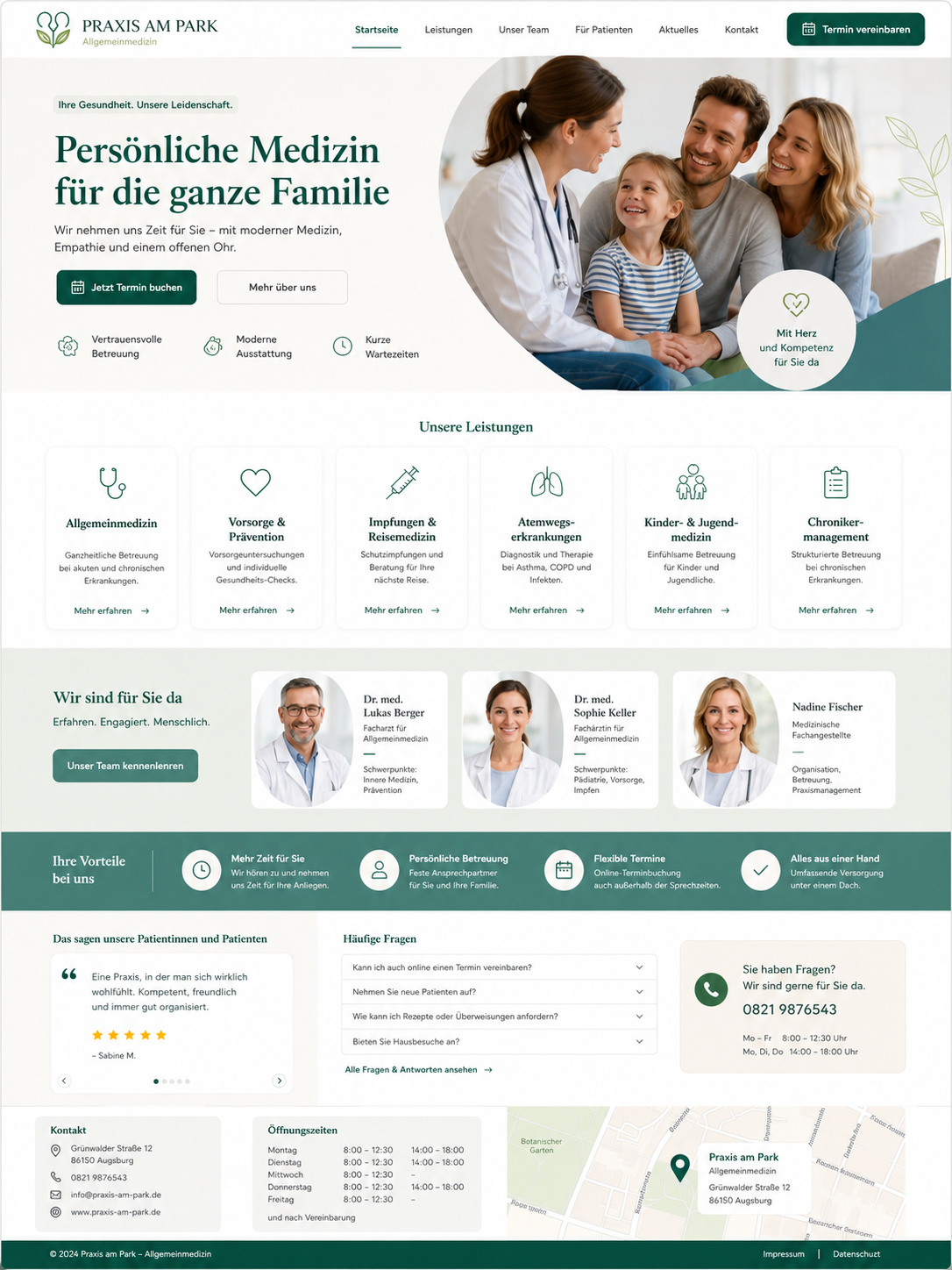 Moderne Webseite einer Arztpraxis