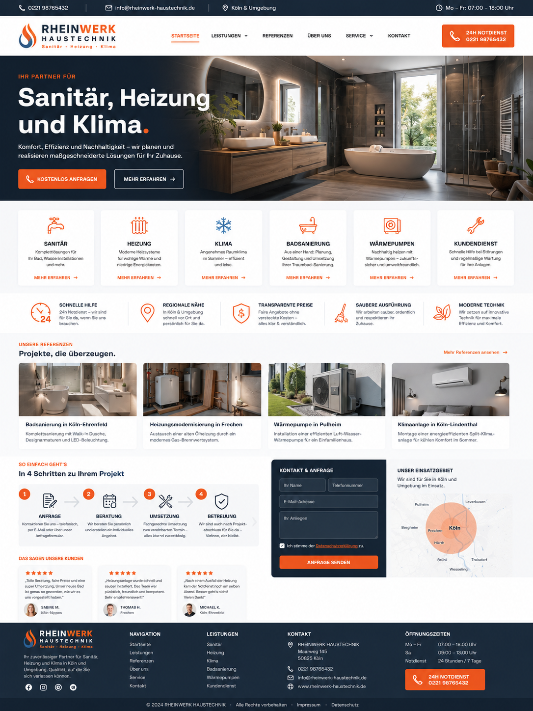 Moderne Website eines Haustechnikunternehmens