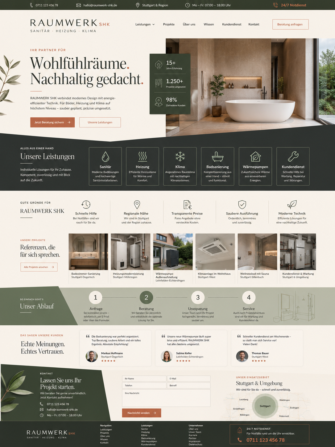 Moderne Website für Sanitär und Heizung