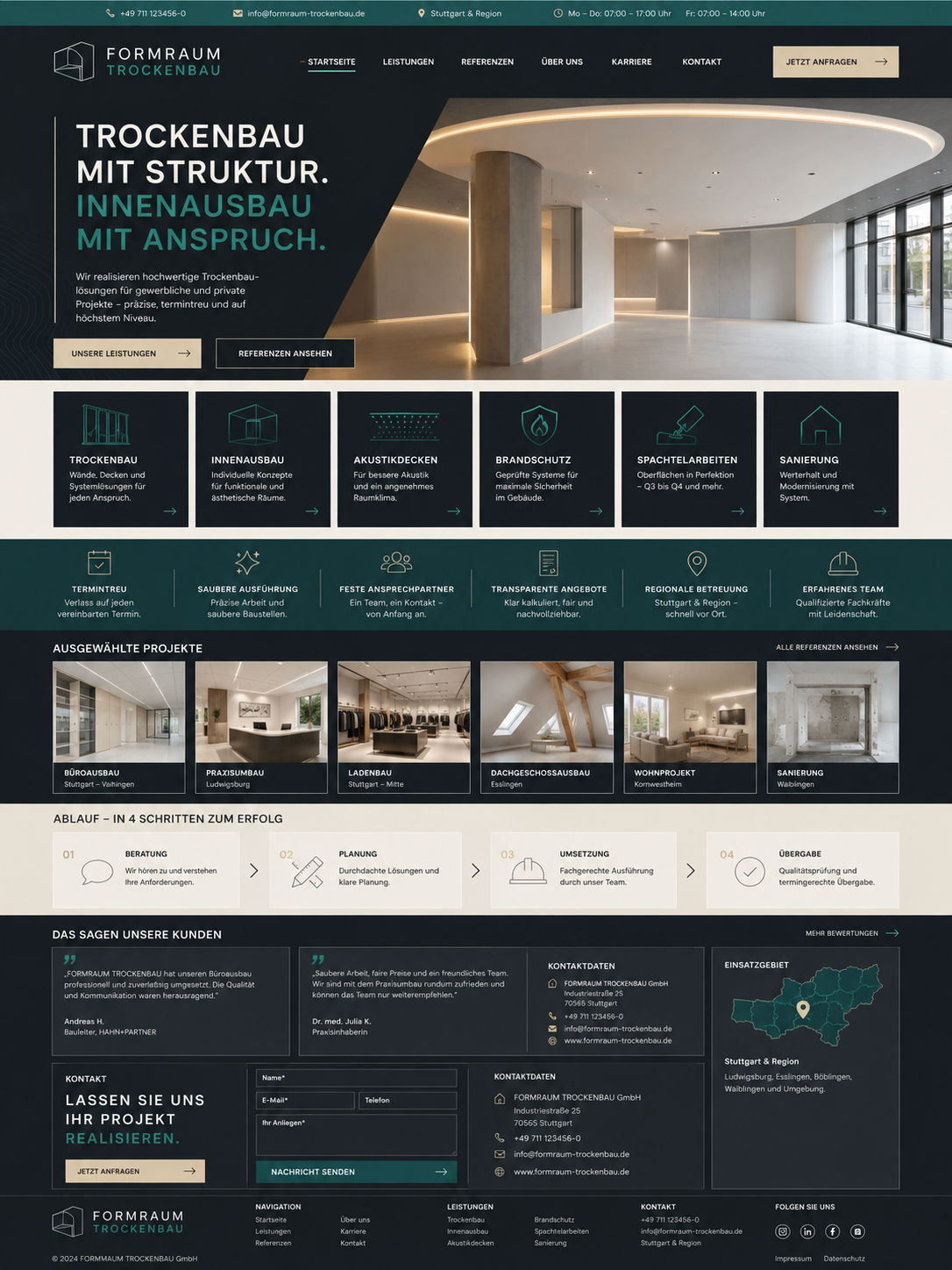 Moderne Website für Trockenbauunternehmen