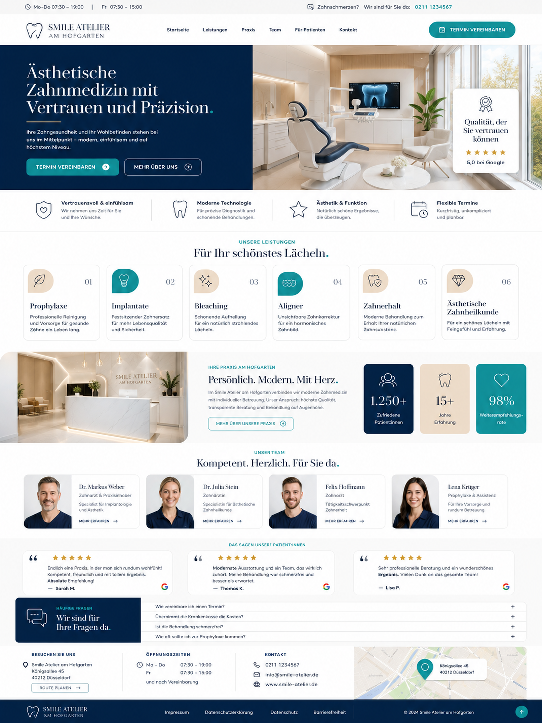 Moderne Zahnarztpraxis Website in Düsseldorf