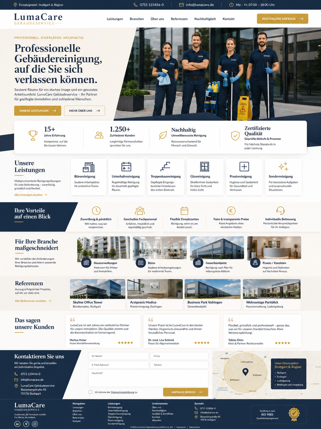 Professionelle Gebäudereinigung LumaCare Webseite
