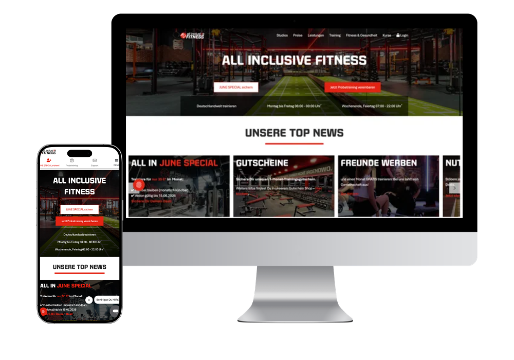 Website für Fitnesskette
