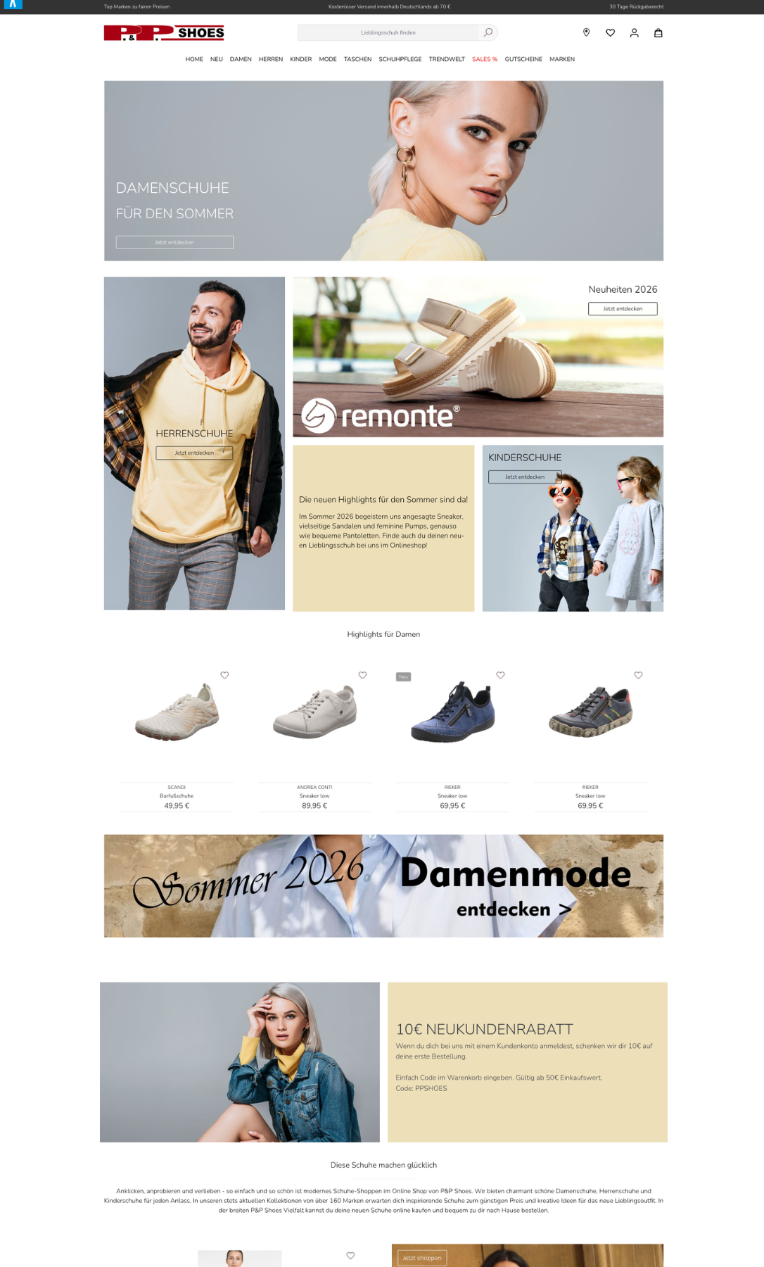 Webdesign-Referenz: PP Shoes Onlineshop