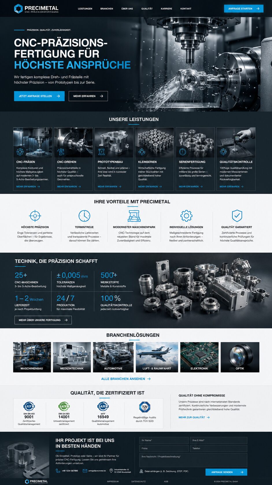 CNC Präzisionsfertigung Website Design