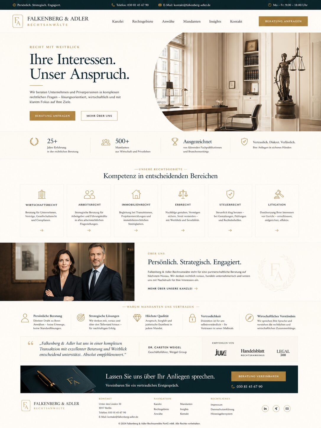 Design-Inspiration: elegante Kanzlei-Homepage im luxuriösen Design