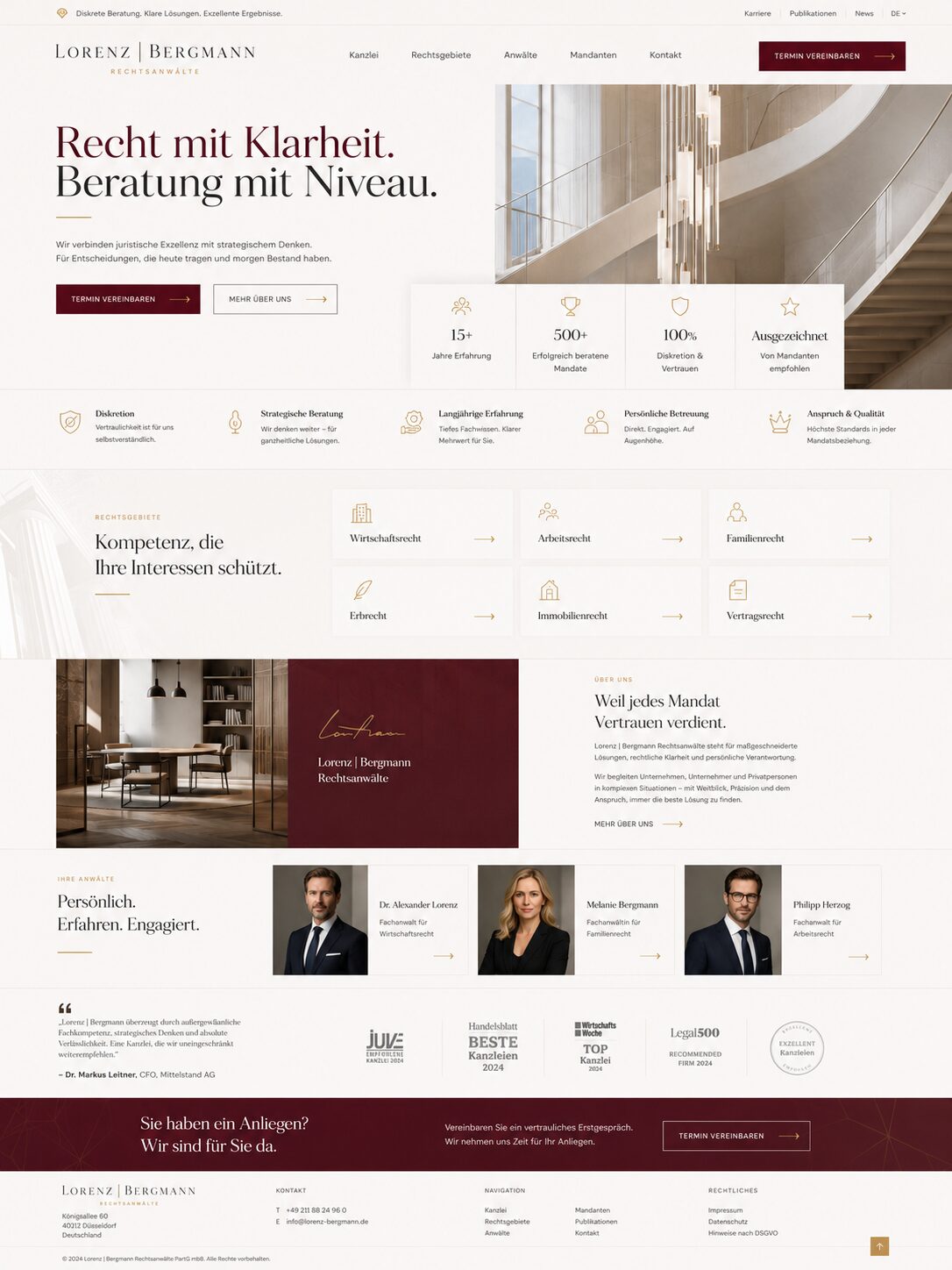Design-Inspiration: elegante Kanzlei-Website mit edlem Design