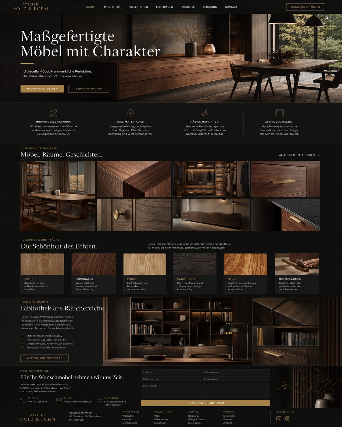 Exklusives Webdesign einer Möbelmanufaktur