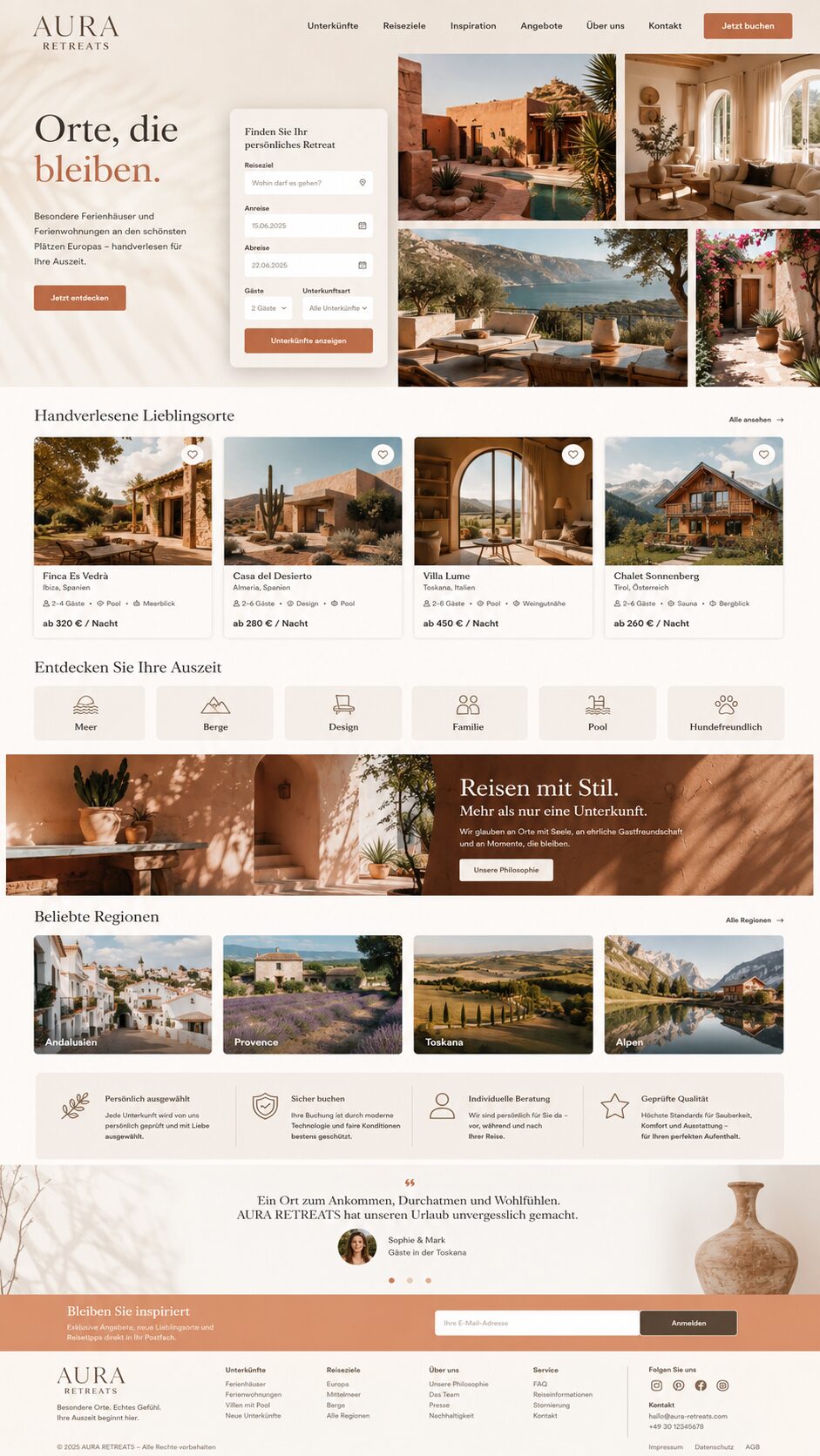 Webdesign Beispiel Ferienwohnung & Ferienhaus: Elegante Retreats für Ihre Auszeit
