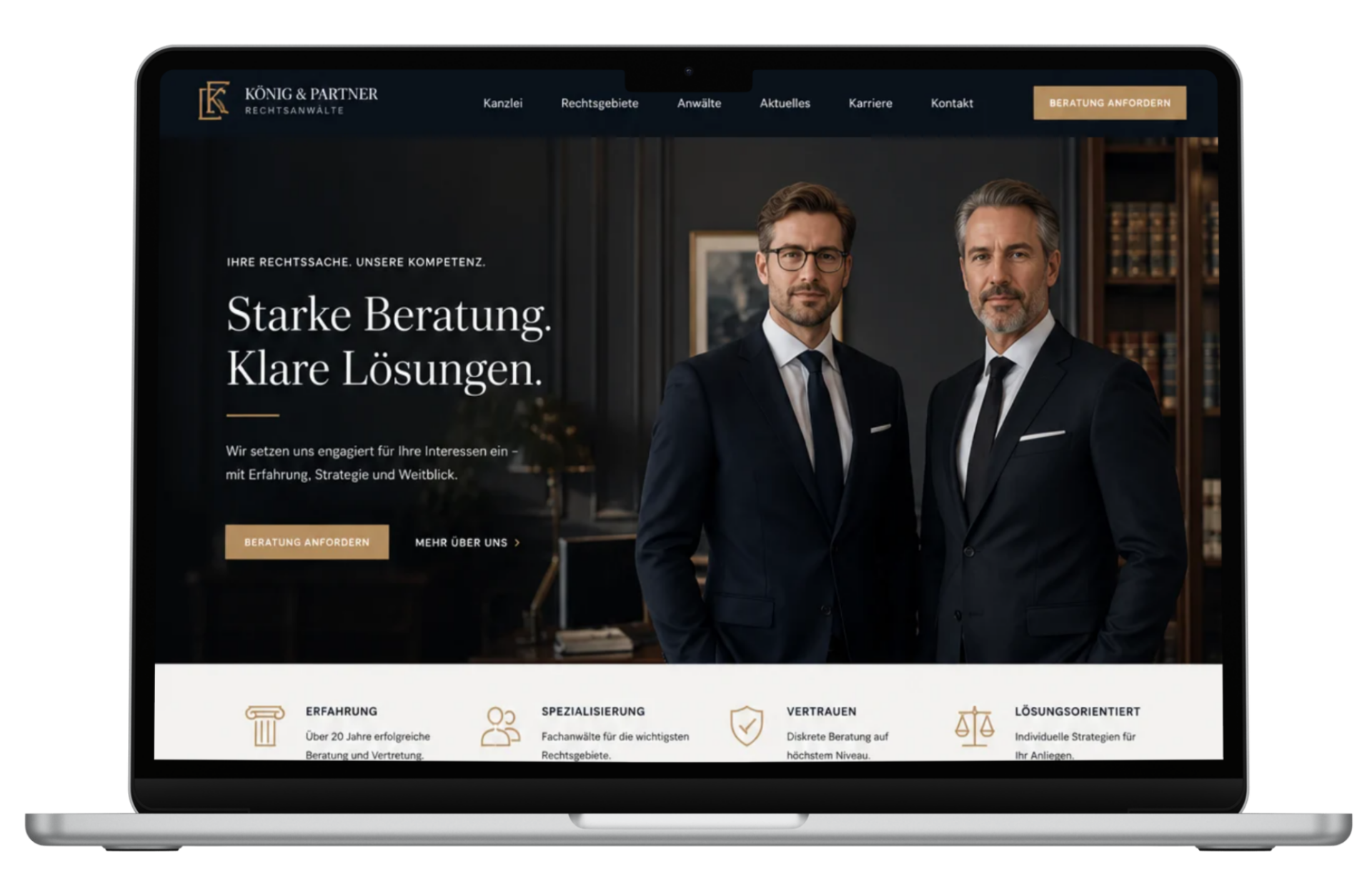 Webdesign-Beispiel Anwaltskanzlei – modernes Kanzlei-Layout