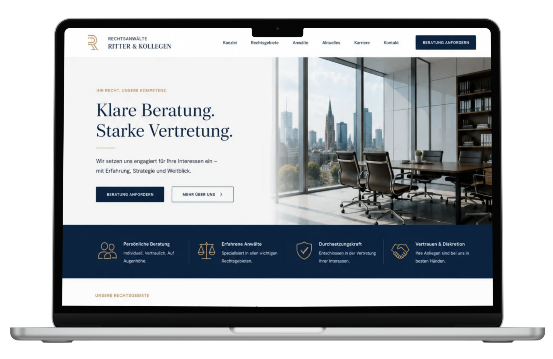 Webdesign-Beispiel Anwaltskanzlei – Rechtsgebiete im Überblick