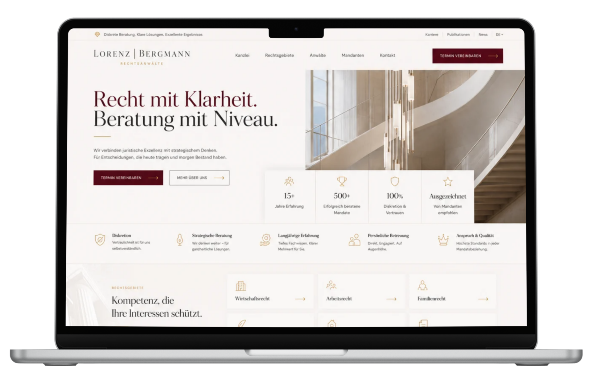 Webdesign-Beispiel Anwaltskanzlei – Kontakt & Terminbuchung