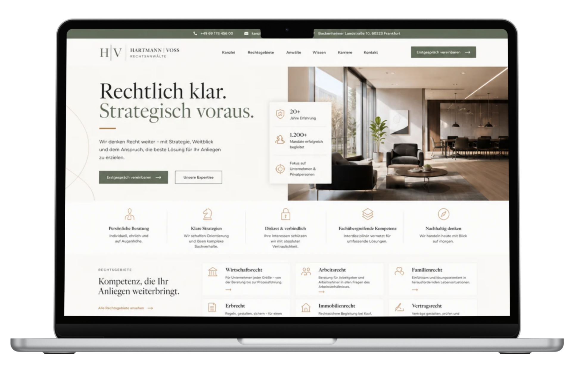 Webdesign-Beispiel Anwaltskanzlei – elegantes Design