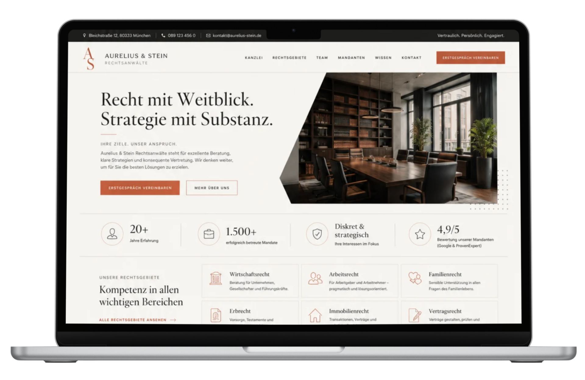 Webdesign-Beispiel Anwaltskanzlei – vertrauenswürdiger Auftritt