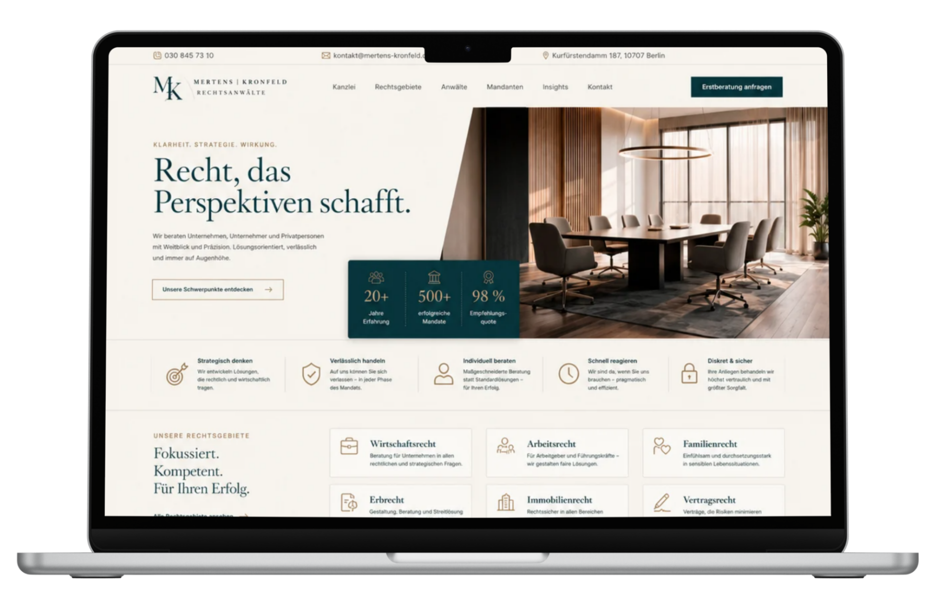 Webdesign-Beispiel Anwaltskanzlei – mobil optimierte Kanzlei-Website
