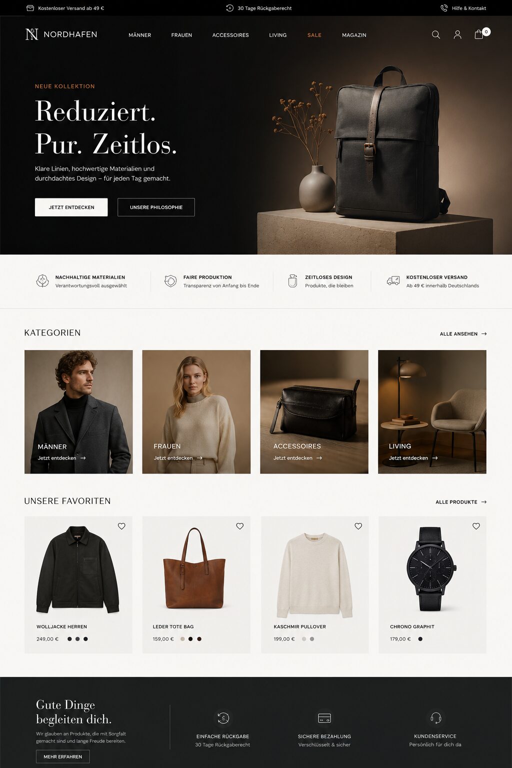 Fiktives modernes E-Commerce-Design in warmen Farbtönen