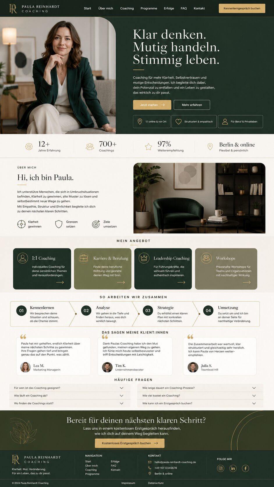 Moderne Coaching-Website im eleganten Design