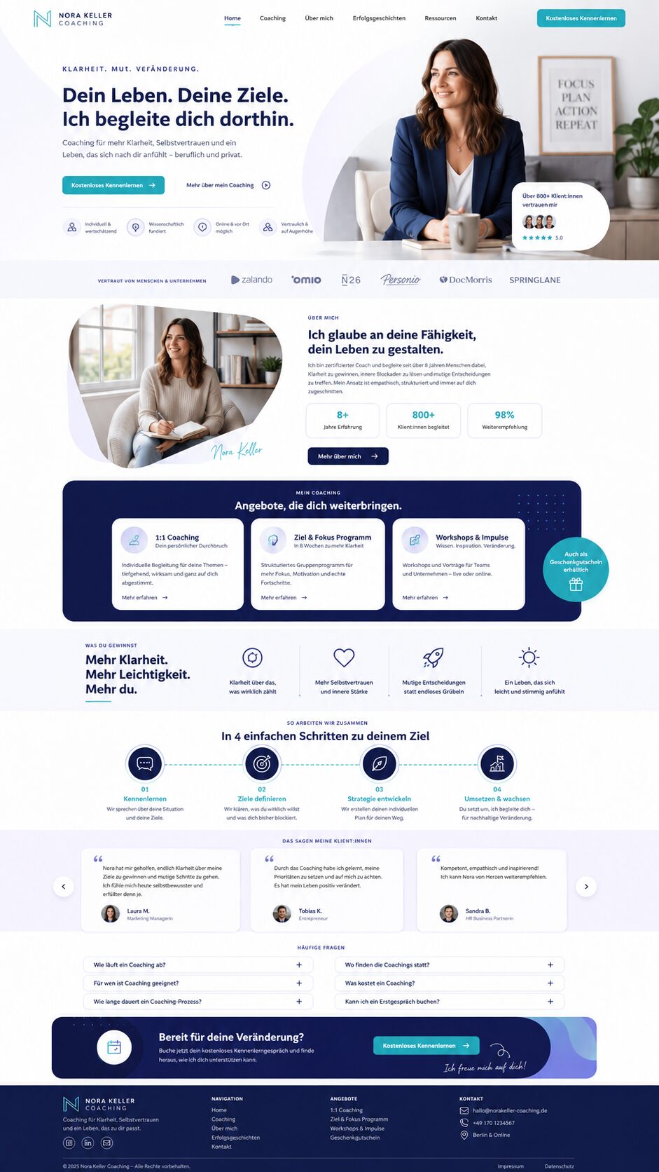 Moderne Coaching-Website mit klarer Struktur
