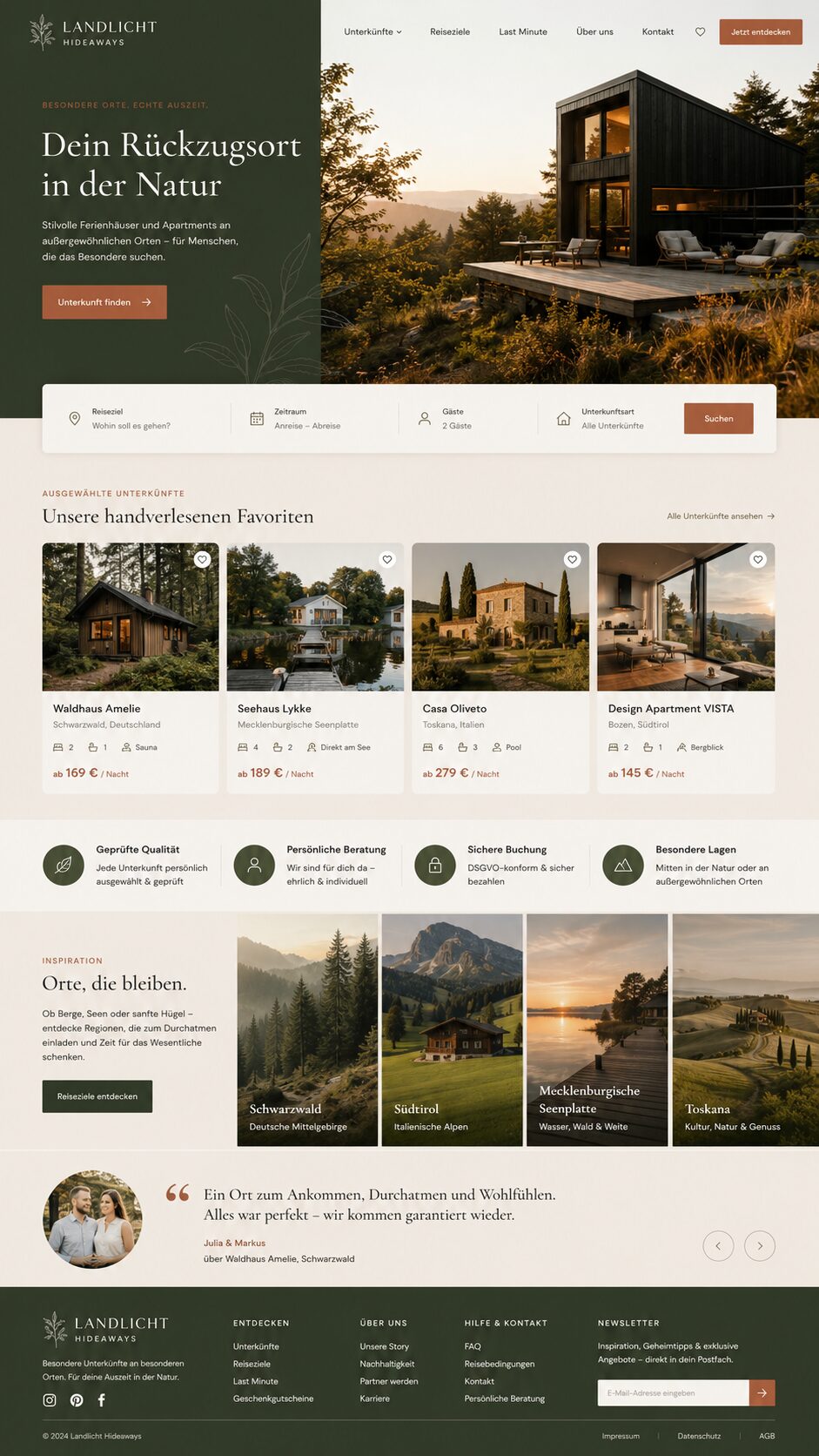Webdesign Beispiel Ferienwohnung & Ferienhaus: Modernes Ferienhaus für Naturliebhaber