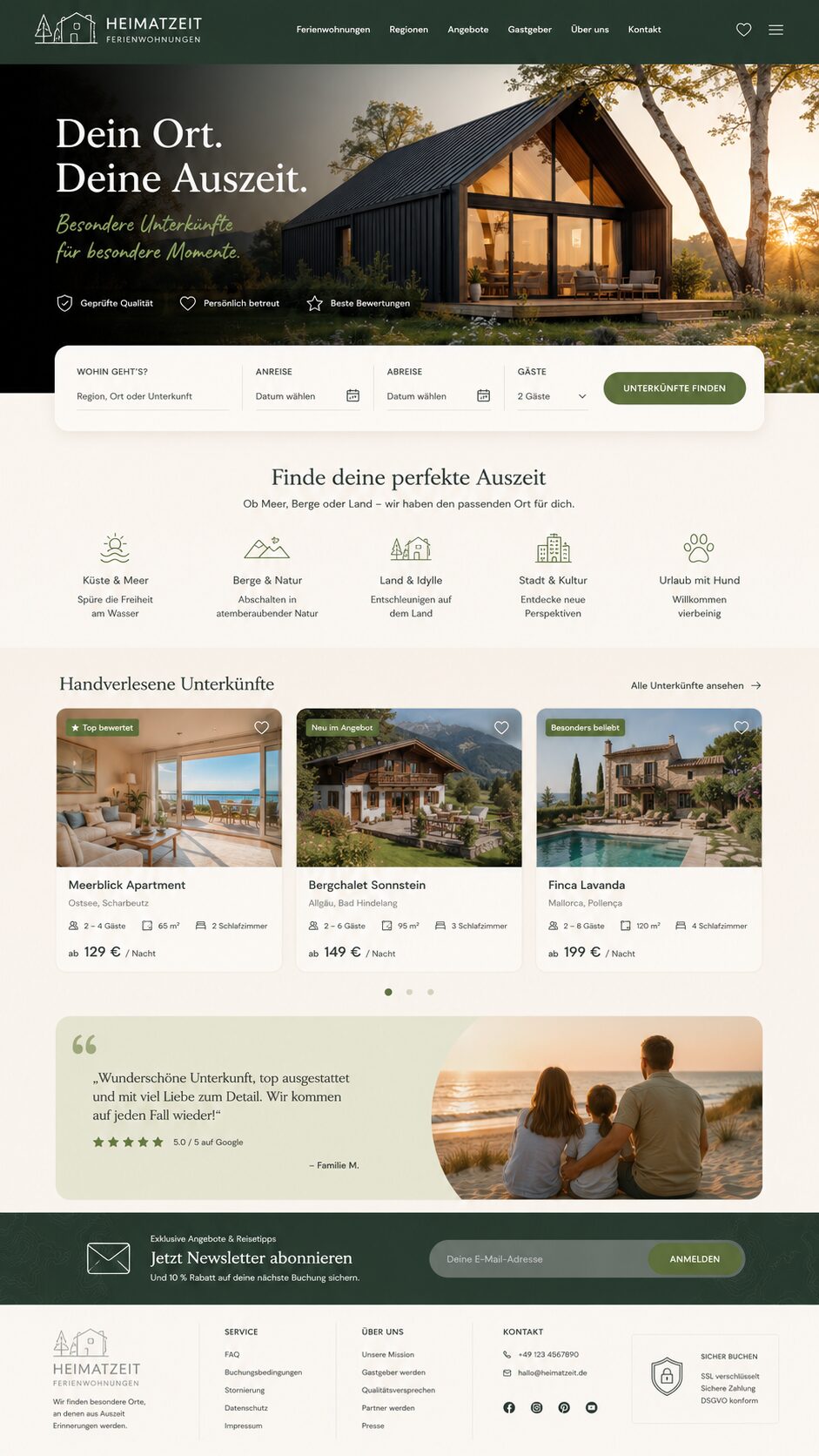 Webdesign Beispiel Ferienwohnung & Ferienhaus: Moderne Ferienwohnungs-Landingpage