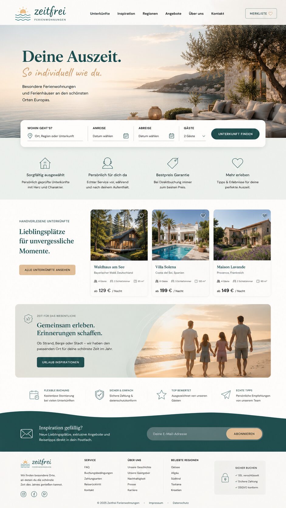 Webdesign Beispiel Ferienwohnung & Ferienhaus: Ferienwohnungs-Homepage im modernen Design