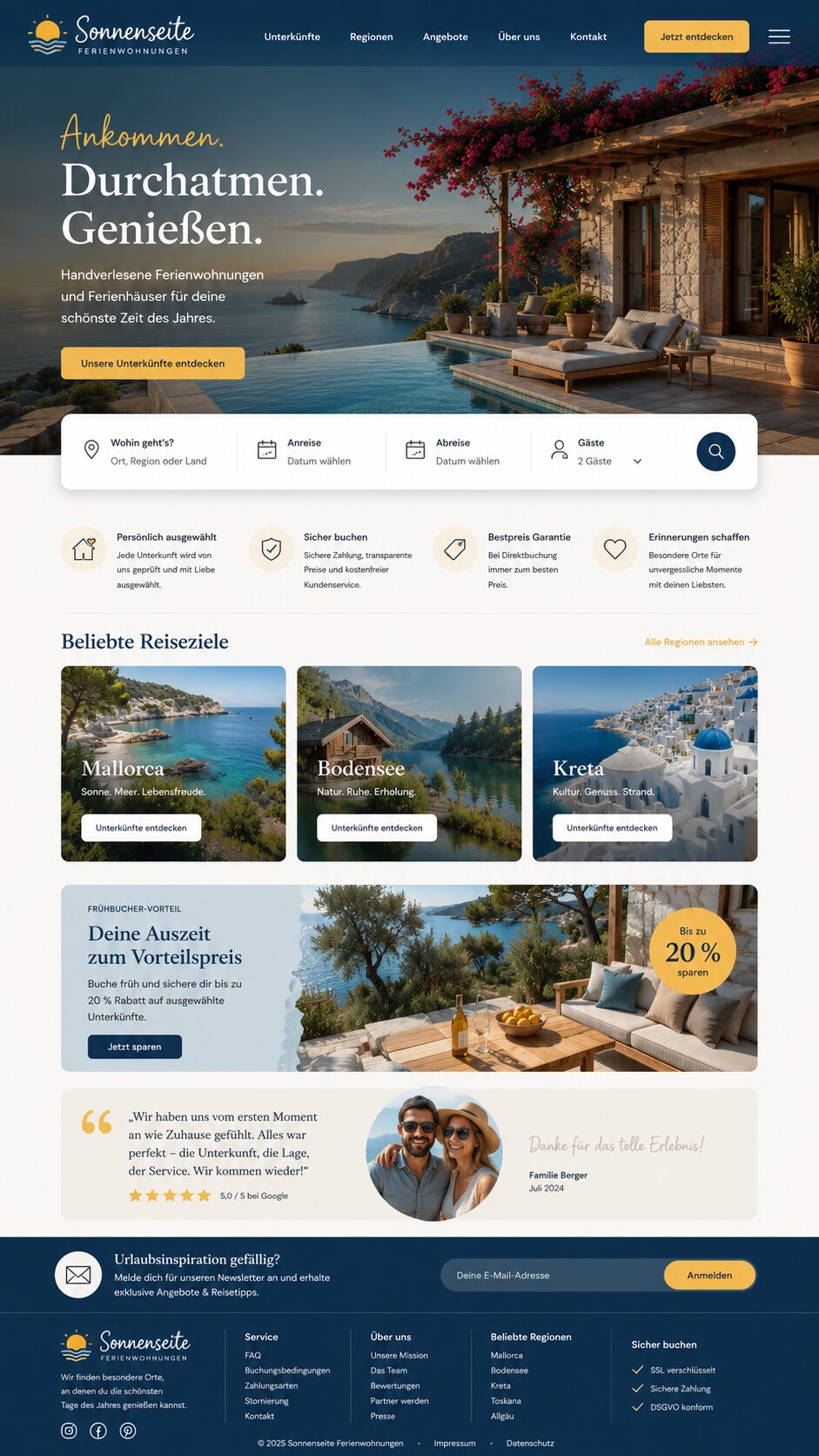 Webdesign Beispiel Ferienwohnung & Ferienhaus: Moderne Ferienwohnungen entdecken