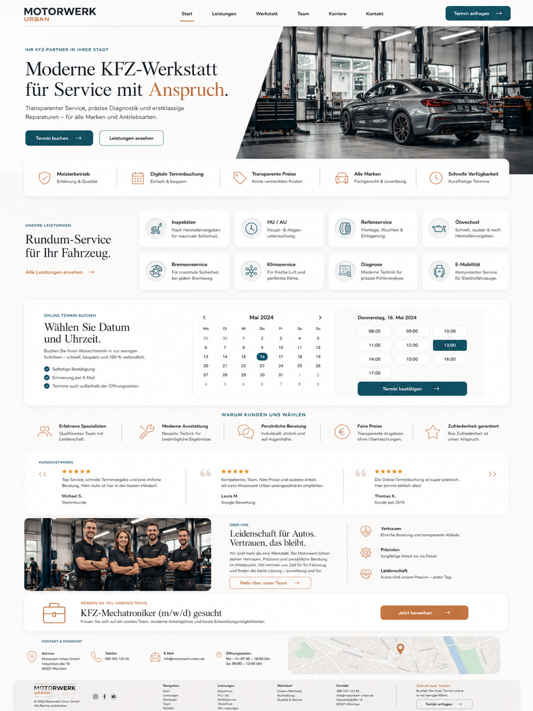 Moderne KFZ Werkstatt Homepagegestaltung
