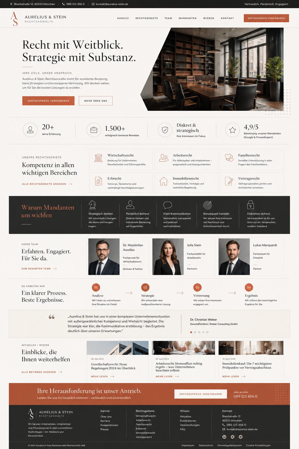 Design-Inspiration: moderne Kanzlei-Website im Stil einer Münchner Kanzlei