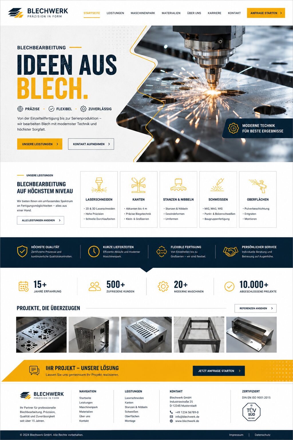 Moderne Webseite für Blechbearbeitung