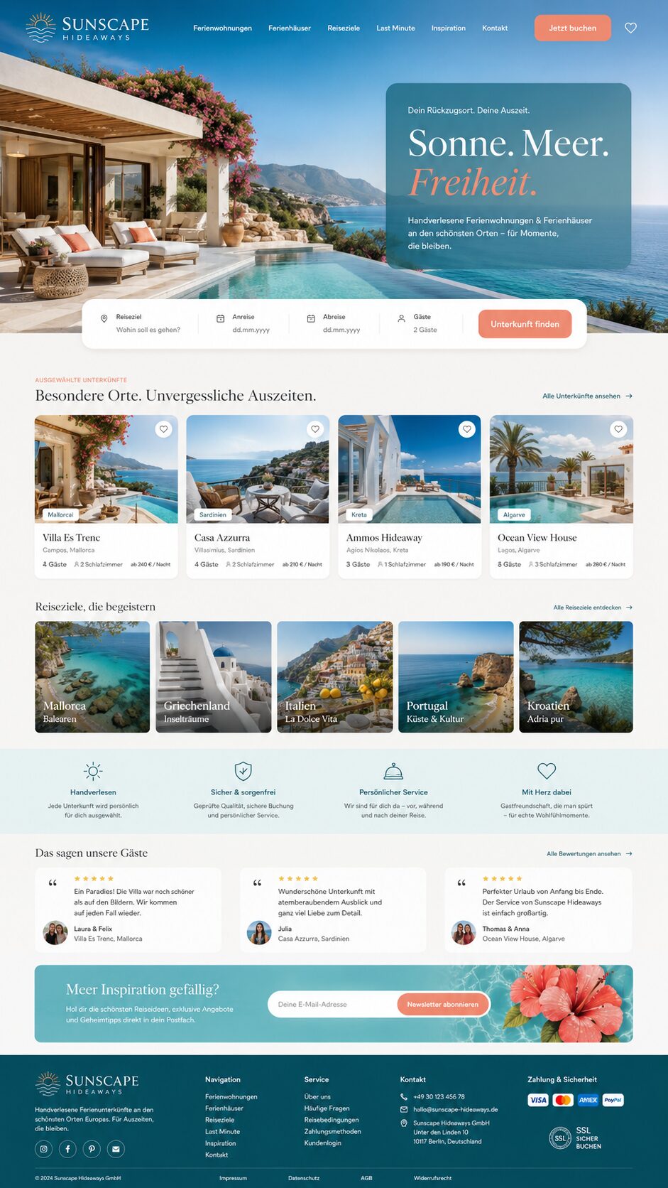 Webdesign Beispiel Ferienwohnung & Ferienhaus: Moderne Website für Ferienunterkünfte