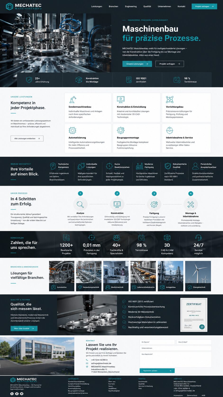 Moderne Website für Maschinenbau Unternehmen