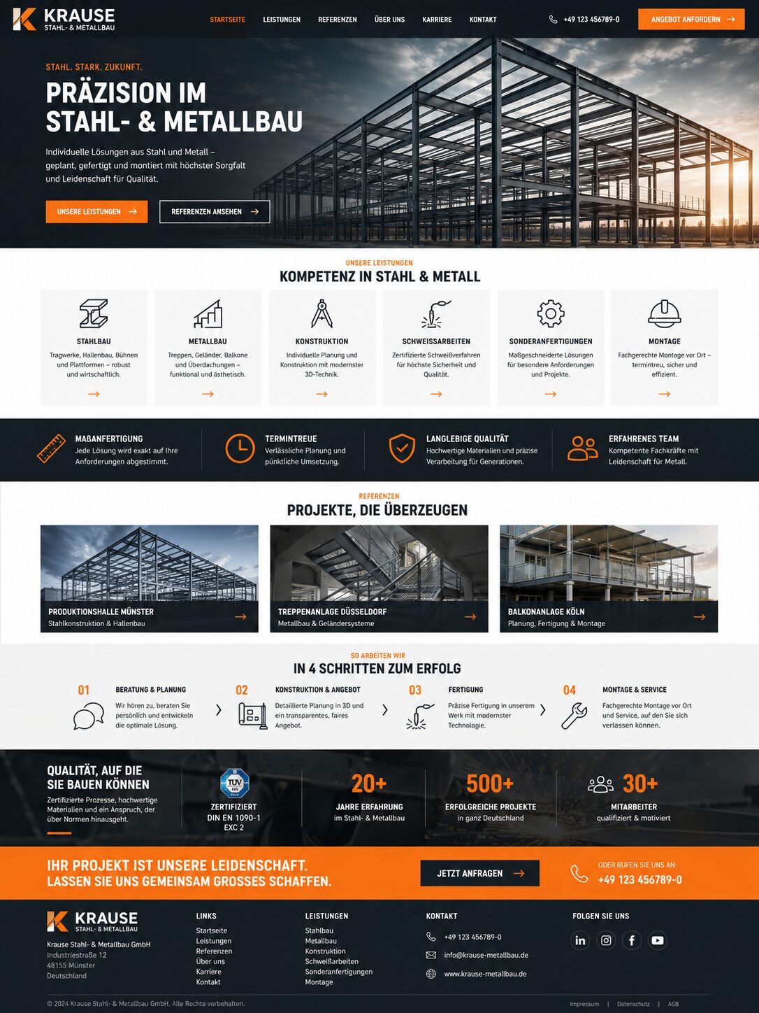 Moderne Website für Stahl- & Metallbau