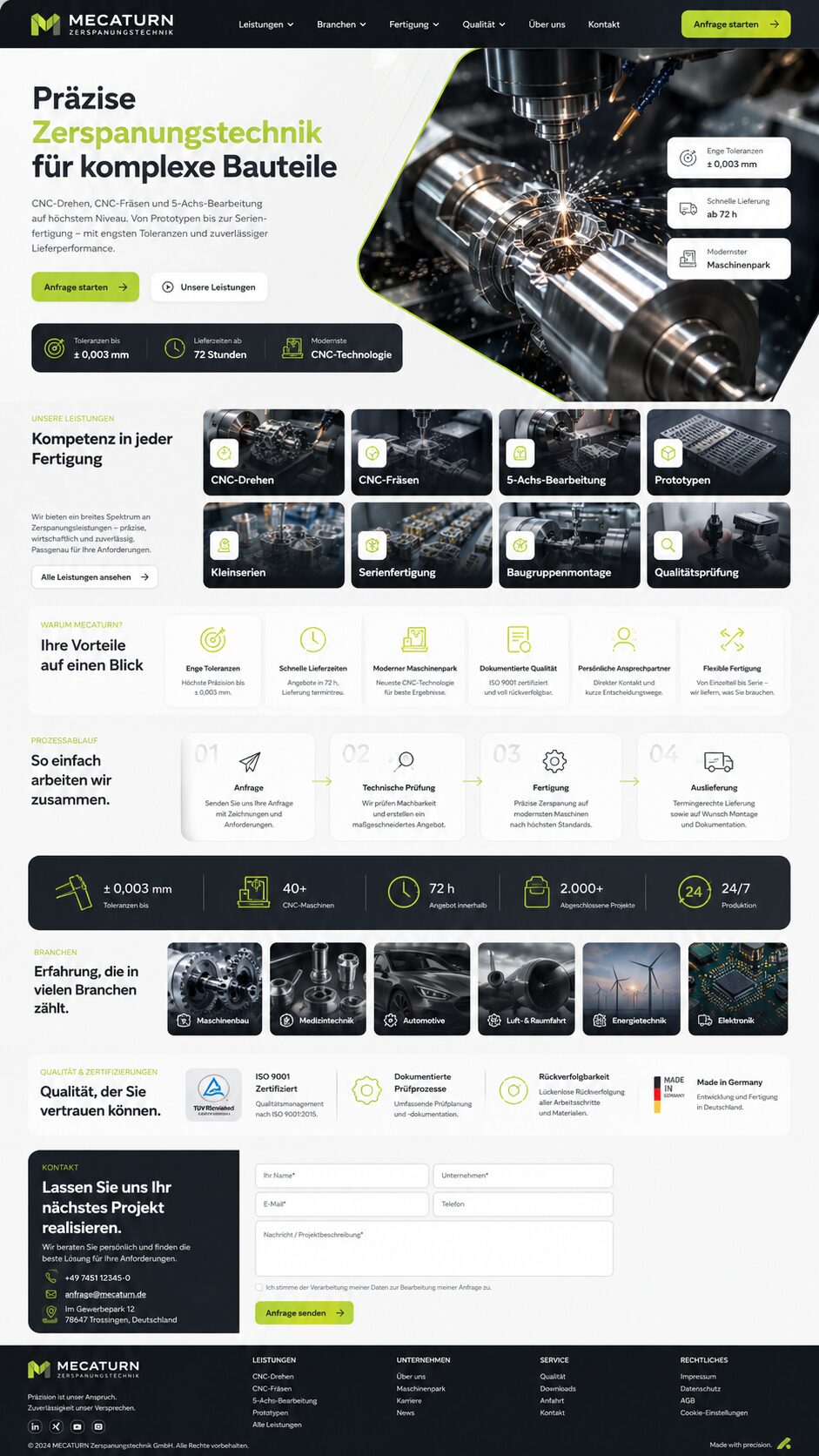 Moderne Website für Zerspanungstechnik