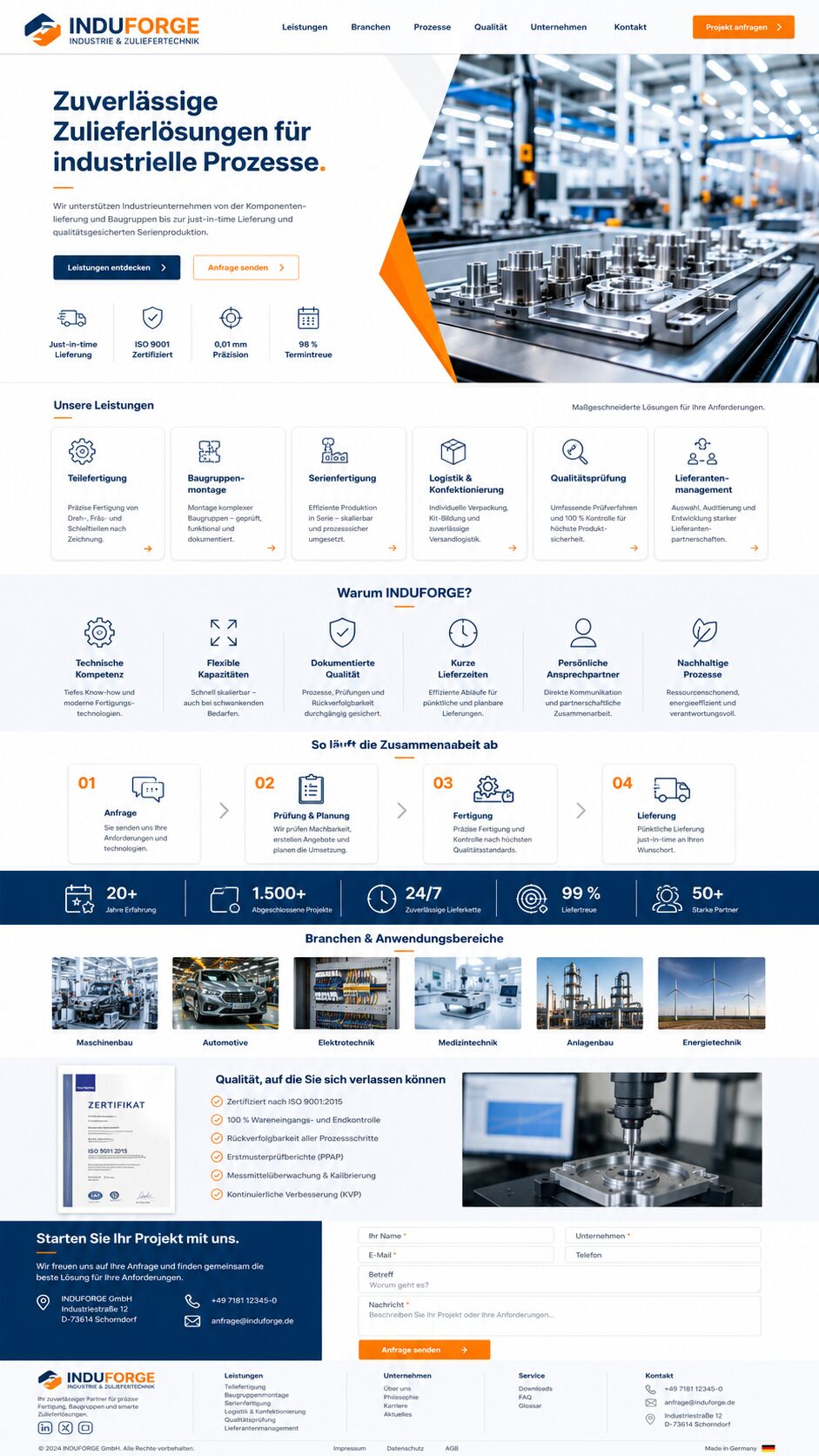 Moderne industrielle Unternehmenswebseite