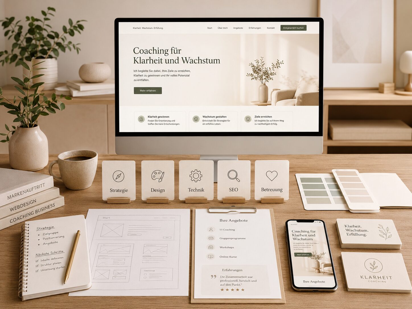 Moderner Coaching- und Webdesign-Arbeitsplatz bei Mediencenter Essen