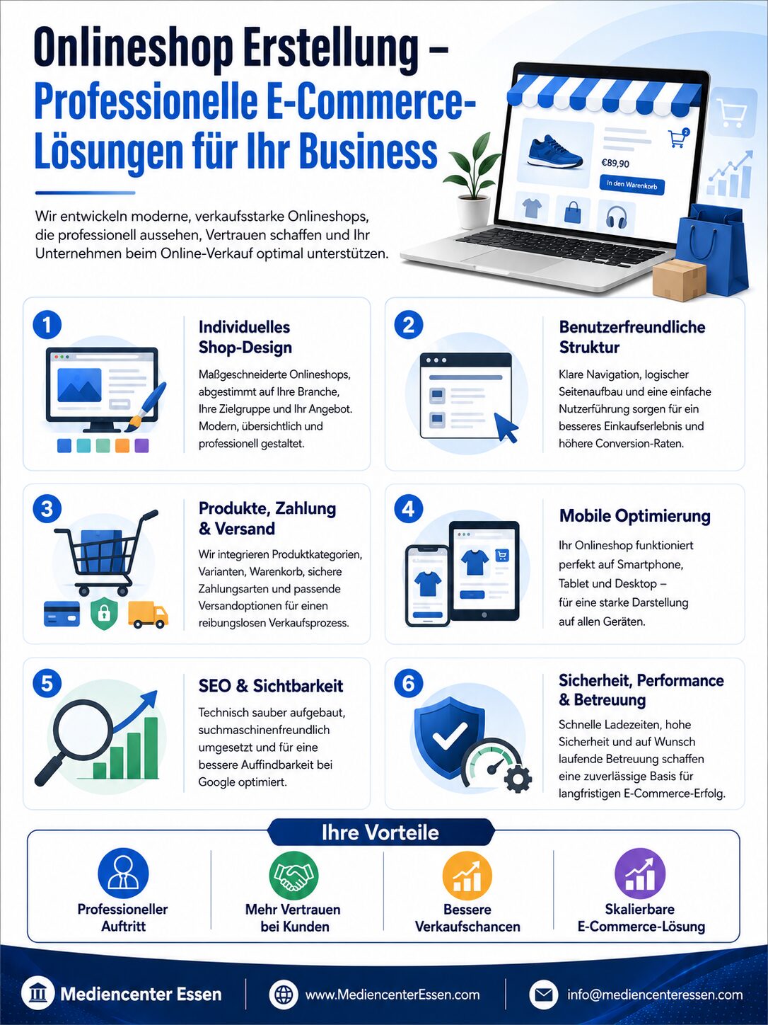 Infografik: Onlineshop-Erstellung – professionelle Lösungen im Überblick