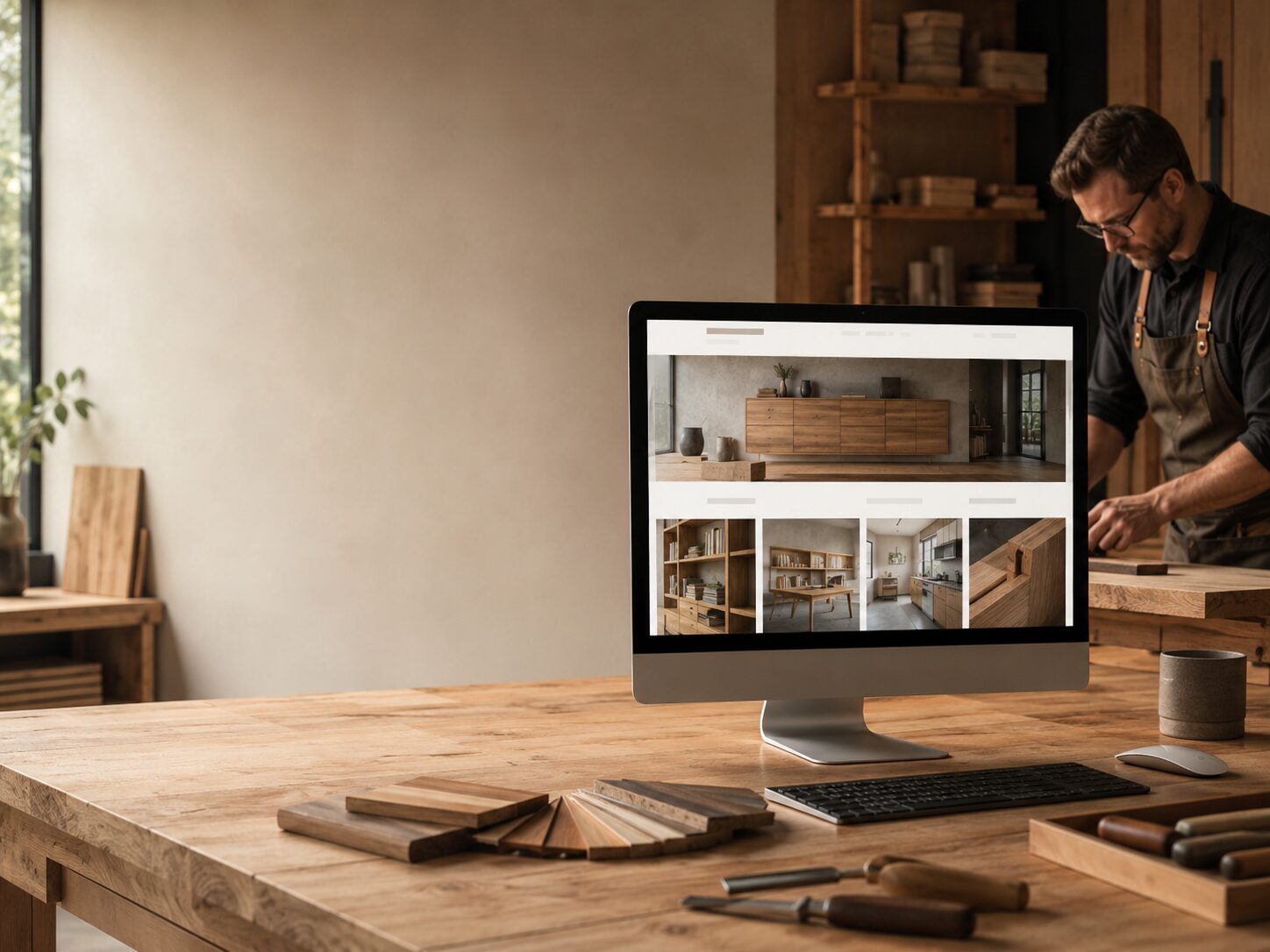 Professionelle Holzwerkstatt mit modernem Design