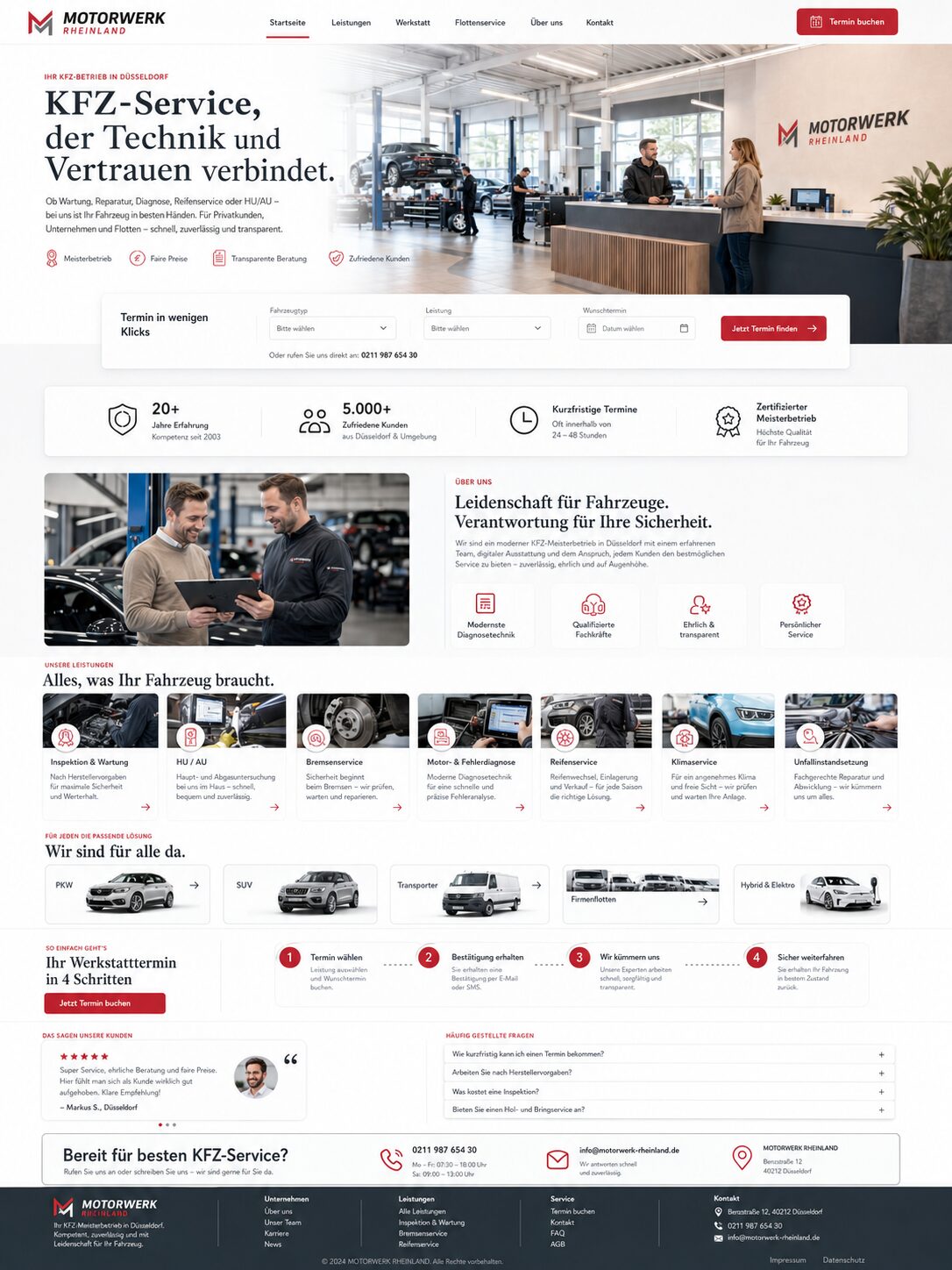 Webdesign-Beispiel: professionelle KFZ-Service-Website mit Terminbuchung im Hero-Bereich