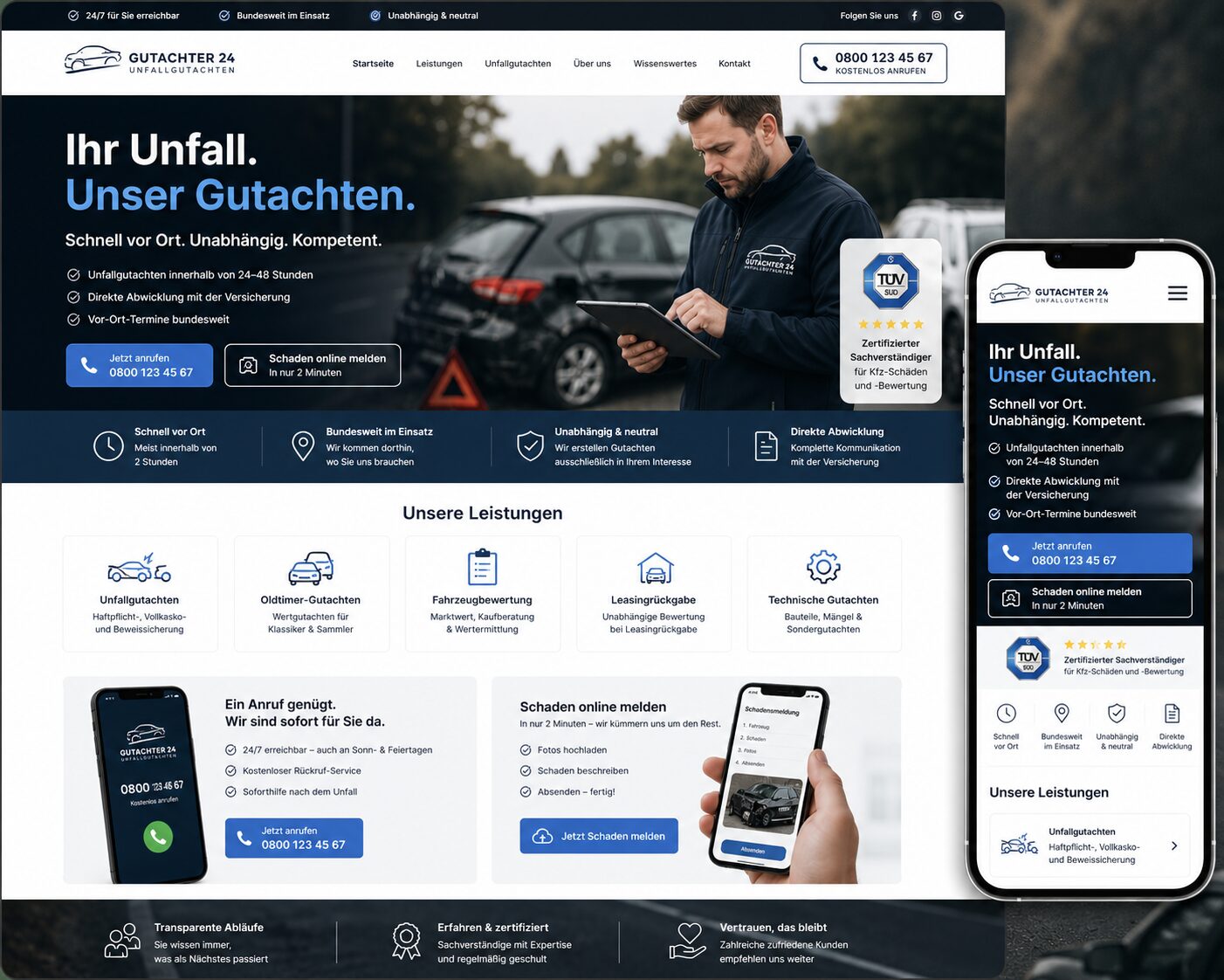 Professionelle Unfallgutachten Online-Dienste