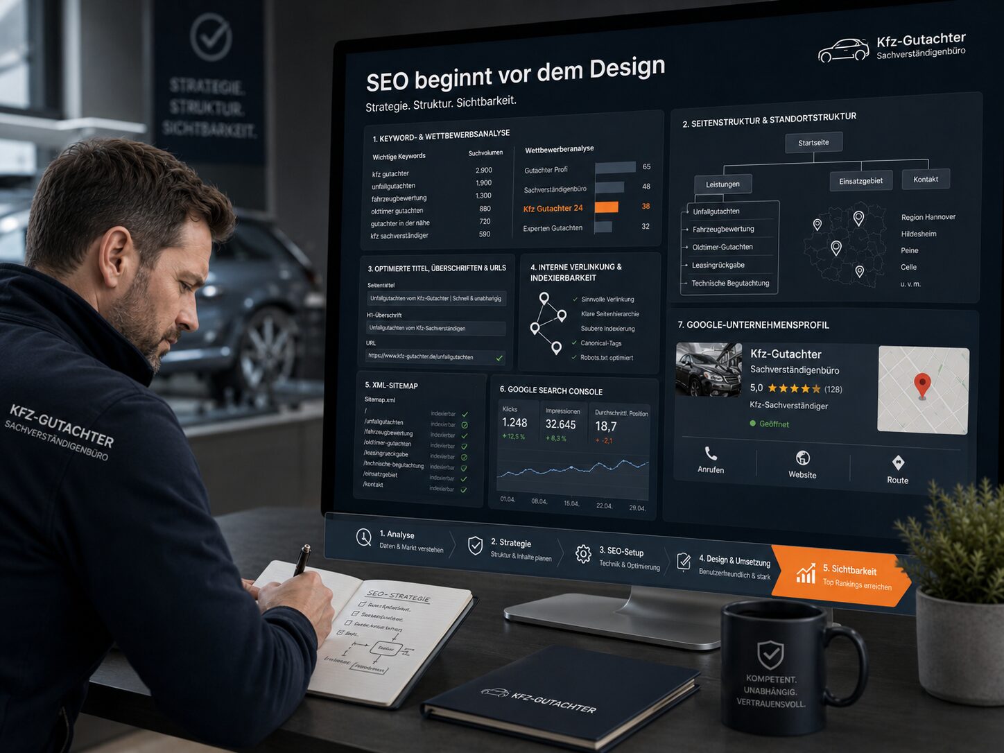 SEO-Strategie für Kfz-Gutachter mit lokaler Sichtbarkeit und organischen Suchanfragen